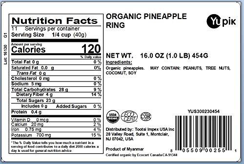 image:imageYupik Organic Dried Pineapple Rings 1 lb 16 oz NonGMO GlutenFree Kosher Vegan Tropical Dried Fruits No Added Sugar Sliced Pineapple Source of Fiber Healthy Snacks Ideal for BakingPineapple