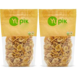 Yupik Organic Sweetened Dried Banana Chips, 14.1 Oz, Gluten-Free, Kosher, Non-GMO, Vegan, Sliced Dried Fruits, Lightly Sweetened, Crunchy Snacks, Ideal for Baking & Topping(14.1 Oz (Pack of 2))