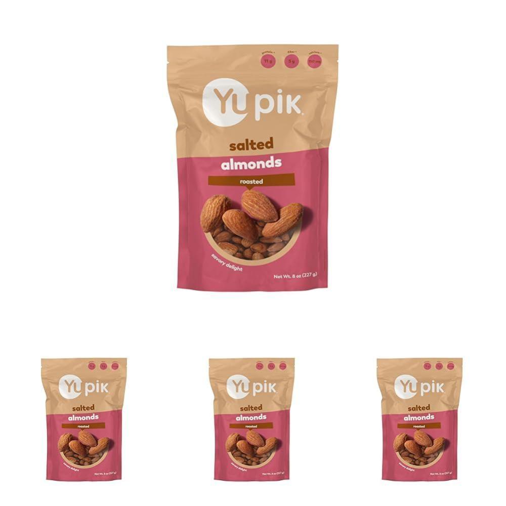 image:imageYupik Roasted Salted Almonds 8 Oz GlutenFree Kosher Crunchy Savory Snacks Roasted Almonds with Sea Salt Protein Nuts8 Oz Pack of 4