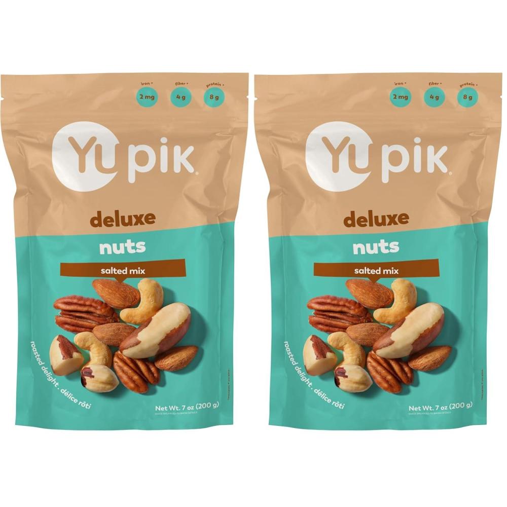 image:imageYupik Roasted Salted Mixed Deluxe Nuts 7 Oz Kosher Glutenfree NonGMO Savory Blend of Almonds Cashews Brazil Nuts Hazelnuts amp Pecans Crunchy Trail Mix Nutritious Protein Snacks7 Oz Pack of 2