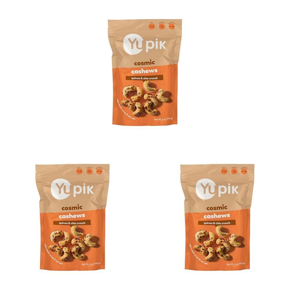 image:imageYupik Salted Maple Cosmic Cashews 6 Oz Crunchy Savory Snack Made with Natural Ingredients Cashews Maple Syrup Quinoa Chia Seeds Sea Salt Perfect for Parties amp Special Occasions6 Ounce Pack of 3