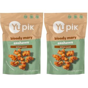 Yupik Bloody Mary Cashews, 4.8 Oz, Kosher, Crunchy Snack, Made with Natural Ingredients & Flavors, Cocktail Flavored Cashews, Caesar Drink Seasoning, Quinoa, Celery & Tomato Garnish(4.8 Ounce (Pack of 2))