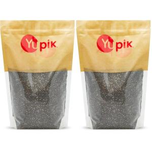 Yupik Raw Black Chia Seeds, 10.6 Oz, Gluten-Free, Kosher, Natural Plant-Based Seeds, Superfood, Source of Omega-3 and Magnesium, Rich in Fiber, Gels Easily(2.2 lb. (Pack of 2))