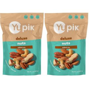 Yupik Roasted Salted Mixed Deluxe Nuts, 7 Oz, Kosher, Gluten-free, Non-GMO, Savory Blend of Almonds, Cashews, Brazil Nuts, Hazelnuts & Pecans, Crunchy Trail Mix, Nutritious Protein Snacks(7 Oz (Pack of 2))