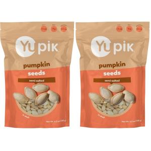 Yupik Semi-Salted Pumpkin Seeds in Shell, 6.5 Oz, Kosher, Gluten-Free Seeds, With Sea Salt, Healthy Snacks, Rich in Fiber(6.5 Oz (Pack of 2))