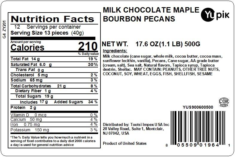 image:imageYupik Milk Chocolate Maple Bourbon Pecans 11 lb 176 oz GMOFree Kosher Roasted Pecans Coated in Maple Bourbon Syrup amp Fine Milk Chocolate Sweet Snacks Ideal for Baking Topping amp Gifting