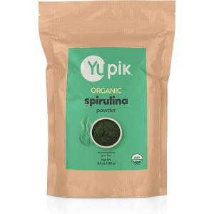 Yupik Organic Spirulina Powder 8.8 oz, USDA Certified, Non-GMO, Kosher, Gluten-Free, Vegan, High in Protein, Iron & Antioxidants, Superfood for Smoothies, Shakes & Baking(8.8 Ounce (Pack of 1))