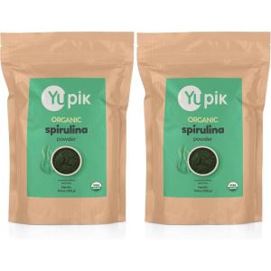 Yupik Organic Spirulina Powder 8.8 oz, USDA Certified, Non-GMO, Kosher, Gluten-Free, Vegan, High in Protein, Iron & Antioxidants, Superfood for Smoothies, Shakes & Baking(8.8 Ounce (Pack of 2))