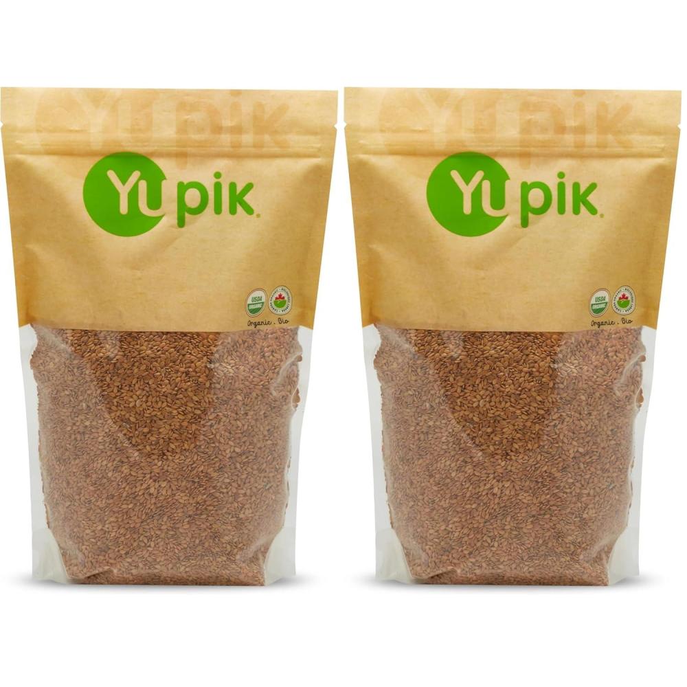 image:imageYupik Organic Golden Flax Seeds 22 lb 352 oz GlutenFree NonGMO Kosher Raw Seeds Excellent Source of Fiber Source of Omega3 PlantBased Protein Ideal for Beverages Baking amp Topping22 Pound Pack of 2
