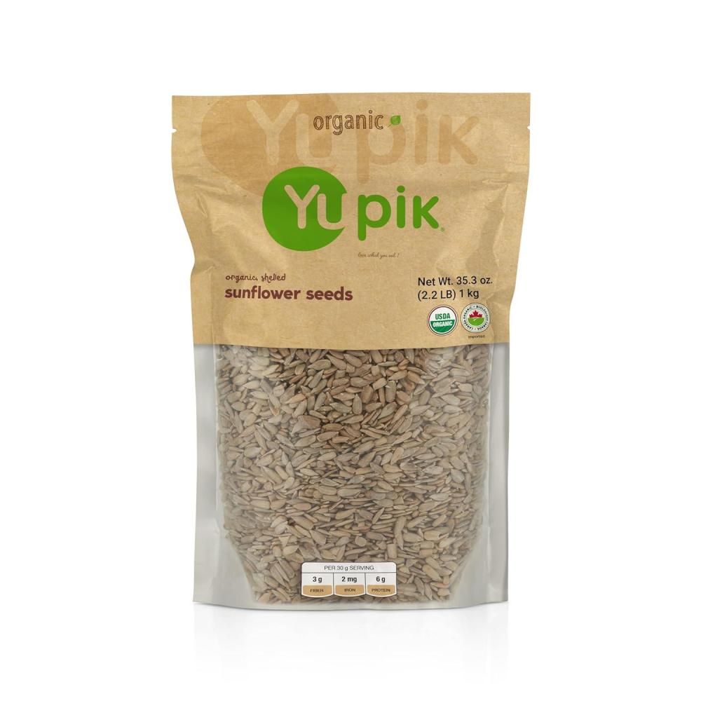 image:imageYupik Organic Sunflower Seeds No Shell 22 lb 352 oz NonGMO Vegan GlutenFree Kosher Raw Seeds SaltFree OilFree Source of Fiber amp Iron Healthy Snack Ideal for Baking amp Topping22 Pound Pack of 1