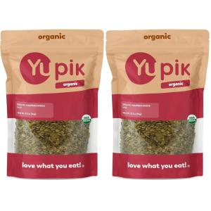 Yupik Organic Raw Pumpkin Seeds, No Shell, 2.2 lb (35.2 oz), Gluten-Free, Non-GMO, Kosher, Vegan, Shelled Pepitas, Salt-Free, Plant-Based Protein, Fiber Source, Healthy Snacks, For Baking & Topping(2.2 Pound (Pack of 2))