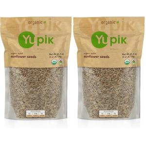 Yupik Organic Sunflower Seeds, No Shell, 2.2 lb (35.2 oz), Non-GMO, Vegan, Gluten-Free, Kosher, Raw Seeds, Salt-Free, Oil-Free, Source of Fiber & Iron, Healthy Snack, Ideal for Baking & Topping(2.2 Pound (Pack of 2))