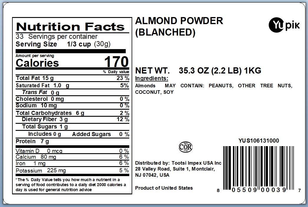image:imageYupik Blanched Almond Flour 22 lb 352 oz GlutenFree Vegan Kosher GMOFree Finely Whole Ground Nutty Almond Meal No Added Oil Fat Salt or Sugar Perfect for Baking amp CookingBlanched Almond Flour