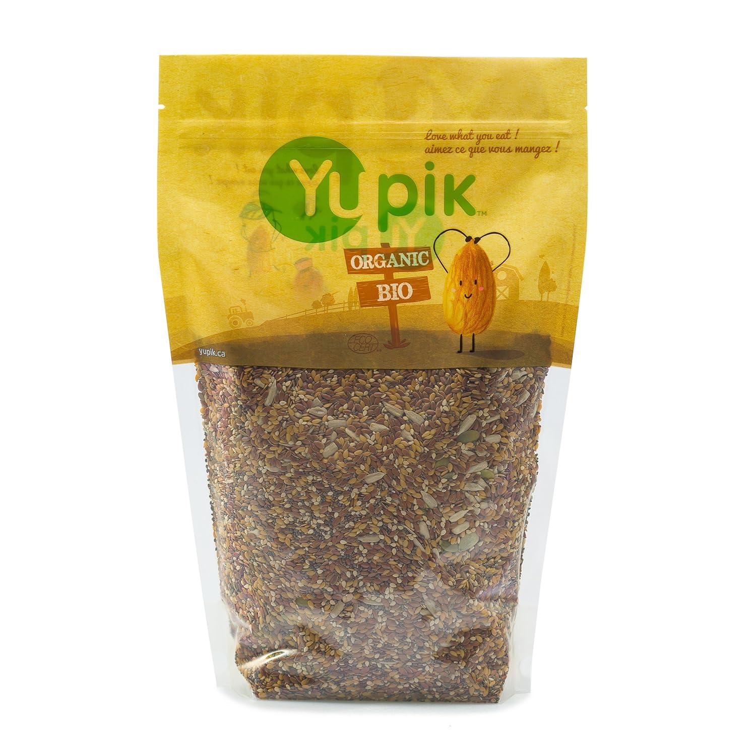image:imageYupik Organic Super 6 Seeds Mix 22 lb 352 oz GMOFree Kosher Vegan Rich in Fiber Nutritious Raw Snack amp Topping With Brown amp Golden Flax Seeds Sunflower Sesame Chia amp Pumpkinraw super 6 seeds mix