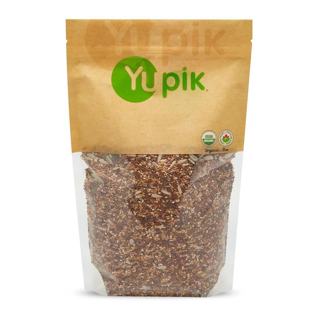 image:imageYupik Organic Super 6 Seeds Mix 22 lb 352 oz GMOFree Kosher Vegan Rich in Fiber Nutritious Raw Snack amp Topping With Brown amp Golden Flax Seeds Sunflower Sesame Chia amp Pumpkinraw super 6 seeds mix