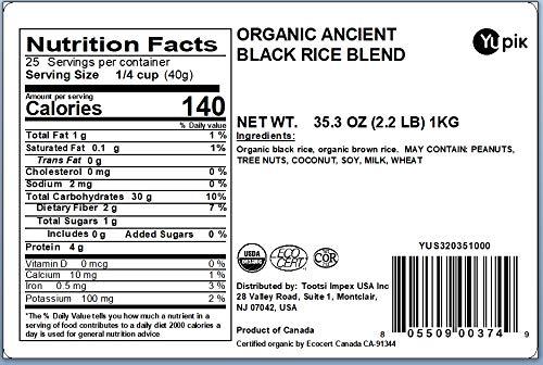 image:imageYupik Organic Ancient Black Rice Mix 22 lb 352 oz NonGMO Vegan Kosher Brown amp Black Whole Grain Rice Blend SaltFree Source of Fiber Easy Preparation Ideal for Side Dishes amp MoreBlack Rice Blend