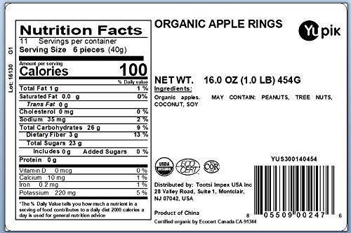 image:imageYupik Organic Dried Apple Rings 1 lb 16 oz Kosher Soft Dried Fruits Peeled Apple Slices No Added Sugar OilFree Source of Fiber Healthy Snacks Ideal for Baking amp ToppingDried Apple Rings