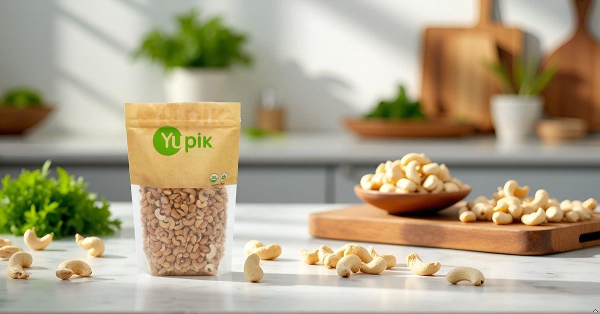 image:imageYupik Organic Dry Roasted Cashews 22 lb 352 oz Kosher GlutenFree NonGMO Vegan Crunchy Nuts Unsalted Lightly Roasted OilFree Source of Protein amp Iron Nutritious Healthy SnacksRoasted Organic Cashews