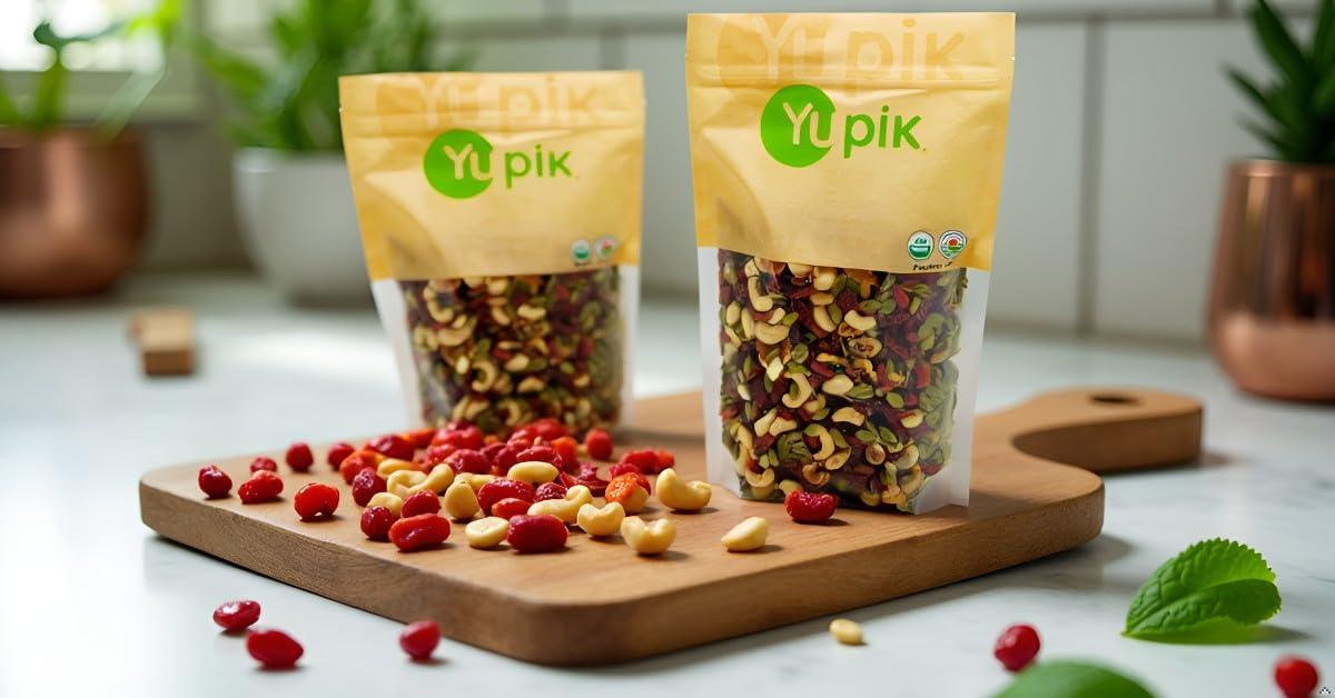 image:imageYupik Organic Kathmandu Mix 1 lb 16 oz Pack of 6 GlutenFree Vegan NonGMO Colorful Dried Fruit Seeds Beans amp Nuts with Goji Berries Mango Brazil Nuts Pumpkin Seeds amp Tamari AlmondsOrganic Goji Sport