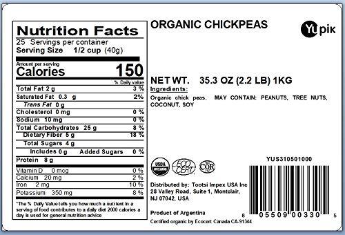 image:imageYupik Organic Raw Chickpeas 22 lb 352 oz Pack of 6 Garbanzo Beans NonGMO Vegan GlutenFree Kosher USDA Certified HighProtein Legumes for Hummus Soups Salads amp Toppings Chick Peasraw chickpeas