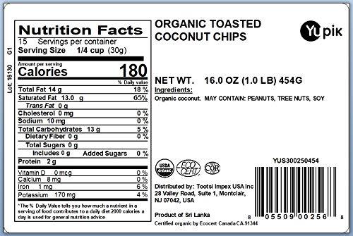 image:imageYupik Organic Toasted Desiccated Coconut Chips 16 Oz NonGMO Vegan GlutenFree Pack of 1Organic Toasted Desiccated Coconut