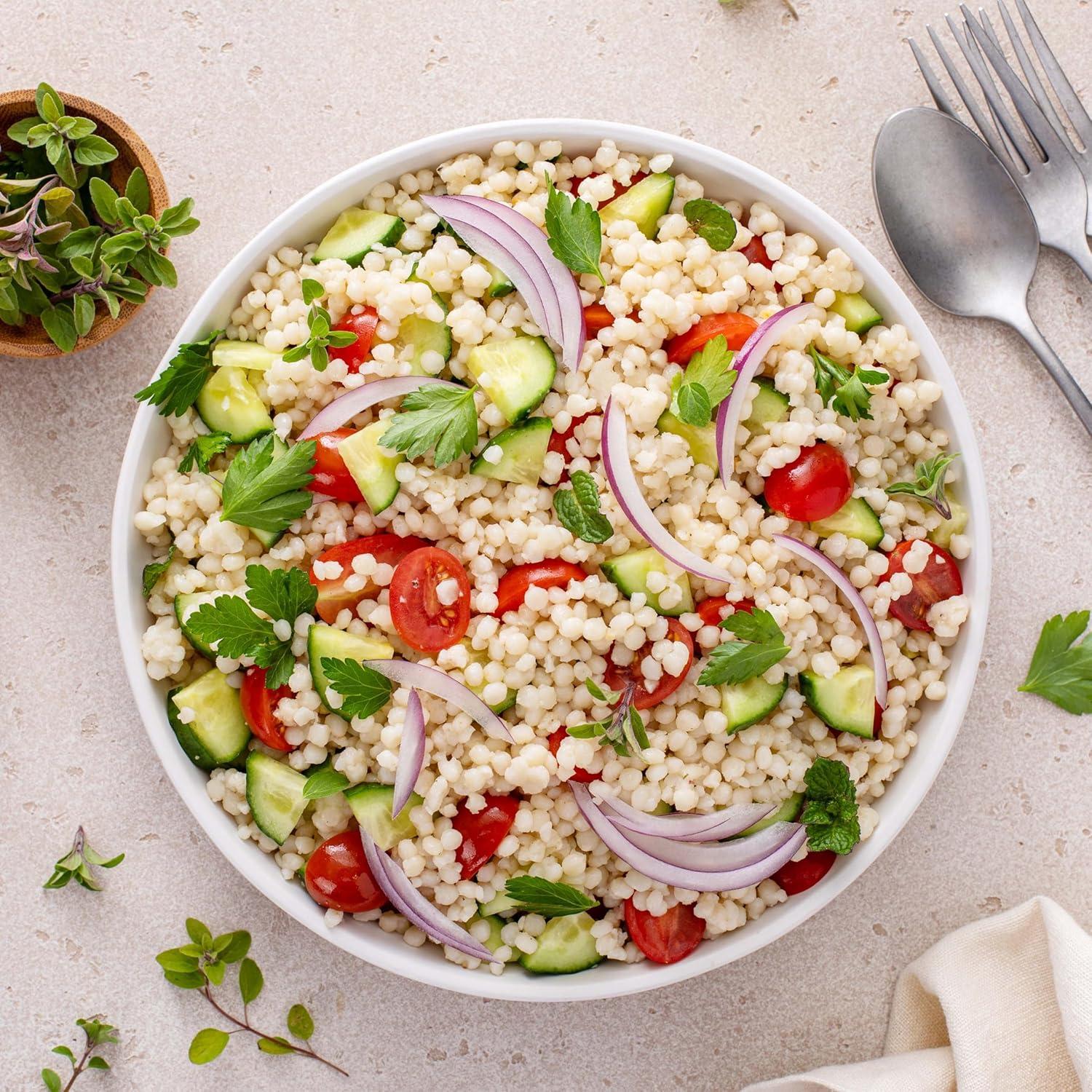 image:imageYupik Toasted Pearl Tricolor Couscous 22 lb 352 oz Vegan Kosher Nutty Flavour LowCalorie Cholesterolfree Sodiumfree Versatile Grain for Salads Soups amp Side DishesToasted Pearl Couscous