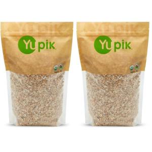 Yupik Organic Barley Flakes, 2.2 lb (35.2 oz), Non-GMO, Vegan, Kosher, Steamed, Rolled & Lightly Roasted Whole Barley Grains, Source of Fiber & Iron, Alternative to Oats, Ideal for Cooking & Baking(2.2 Pound (Pack of 2))