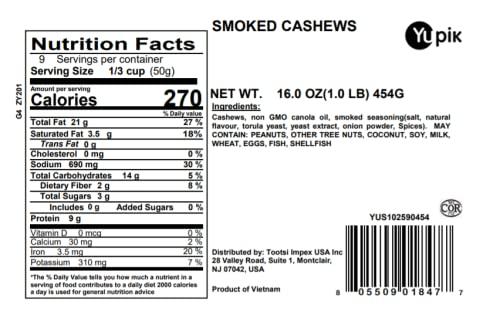 image:imageYupik Smoked Cashews 1 lb 16 oz Kosher Crunchy Seasoned Nuts Unique Smoky Flavor Source of Protein amp Iron Savory Snacks Perfect for Parties BBQ Game Night1 lb Pack of 6