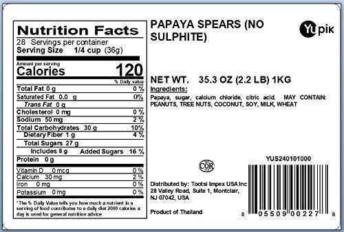image:imageYupik Dried Papaya Spears 22 lb 352 oz GlutenFree Vegan Kosher Sweetened Tropical Dried Fruits Long Strips No Added Sulphites Fruity Snacks Ideal for Baking amp Topping22 Pound Pack of 1
